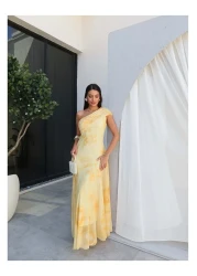 ESRAHELVACI One Shoulder Tie Dye Pattern Dress