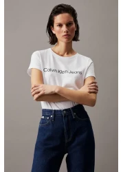 Calvin Klein Crew Neck White Women's T-shirt J20j220253yaf