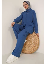 Bigdart T5858 Knitted Hijab Double Set - Indigo