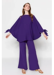 Trendyol Modest Purple Bat Sleeve Woven Aerobin Tunic-Pants Set TCTSS23US00043