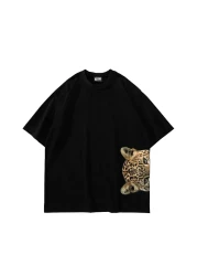 Sekizbiraltı Jaguar Printed Oversize Unisex Black Tshirt