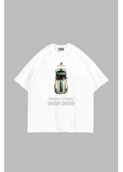 Sekizbiraltı Forever Classic Printed Oversize Unisex White Tshirt