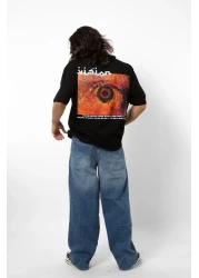 Sekizbiraltı Vision Printed Oversize 24/1 Premium Black T-Shirt