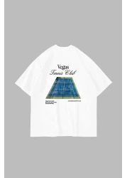 Sekizbiraltı Vegas Tennis Club Printed Oversize Unisex White Tshirt
