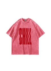 Sekizbiraltı Chill Printed Oversize Unisex Washable Pink Tshirt