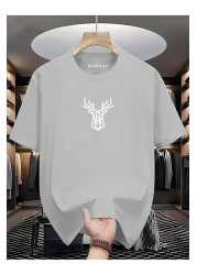 BENROMA 1 T-Shirt Gift for Purchases of 6 or More in Cart - Deer Printed Oversize T-Shirt