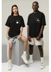 Pear Wear تي شيرت مطبوع عليه Moon Sun تي شيرت للزوجين عزيزي الزوجين بدلة Moon Sun أسود أبيض كبير الحجم للأزواج
