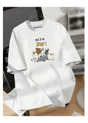 BENROMA Unisex Cat Printed Oversize T-Shirt - Age 3-12