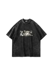 Sekizbiraltı Picasso Guernica Printed Oversize Unisex Washable Black Tshirt