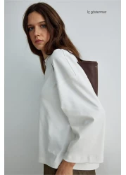 Suud Collection Ecru Katie Long Sleeve Oversize T-Shirt