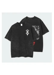 Köstebek Anime Berserk Vintage Short Sleeve Unisex Smoked T-shirt