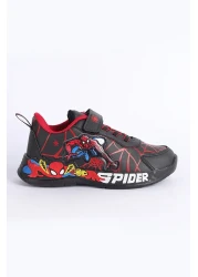 kidsfeet Black Spiderman Figured Velcro Boys' Shoes