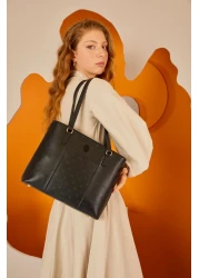 Pierre Cardin حقيبة كتف نسائية بطباعة سوداء 05PO22Y1572