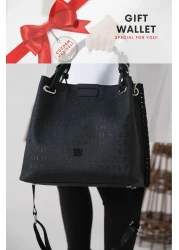 Just Polo Large Size Daily Women's Shoulder Bag - 4 Compartments, Back Pocket, Hand Knitted, Wallet Gift 33X26 cm 2180