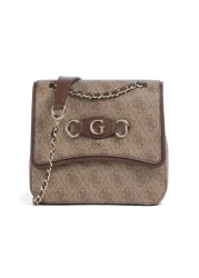Guess Izzy Convertible Xbody Flap Women Brown Crossbody Bag Hwsg8654190-lgw