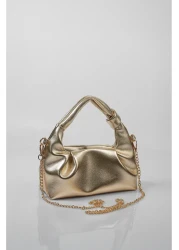 DENSİLA Women's Gold Yellow Mini Chain Hand and Shoulder Bag