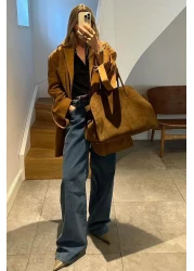 BAHELS Women's Viral Camel Large Size Suede Bag