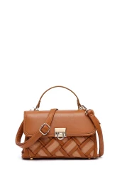 Derimod Women's Tan Long Strap Patterned Shoulder Bag 25Sbd26446F