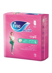 Fine Active Female Postpartum Diapers Large Size Pack Of 12 Pull-Ups
