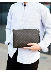 Men s Fashion PU Clutch Bag Pu Leather Men Wallet Brown Coin Clutch Purse Male Hand Bag Office Supplies Vintage Valentines Gift Vintage Bag Old Money Multi Functional Men Bag Travel Winter Wash Bag Mu