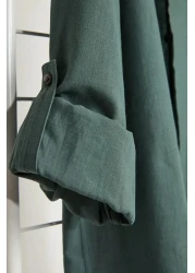  Collection Dark Green Slim Fit Epaulettes Shirt - Long Sleeve, 100% Cotton, Tmnss20Go0189