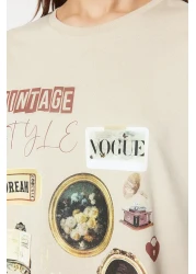  Collection Premium Stone 100% Cotton Printed Oversize/Wide Fit Crew Neck Knitted T-Shirt TWOSS23TS00282