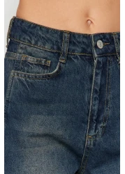  Collection بنطلون جينز أزرق داكن عالي الخصر وواسع الساق TWOAW24JE00313