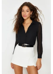  Collection Transparent Black Woven Shirt - Regular Fit, TWOAW20GO0116