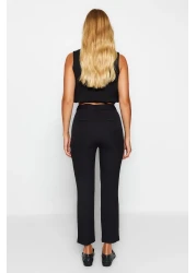  Collection Black Basic Cigarette Narrow Leg Woven Fabric Trousers Twoss19St0038