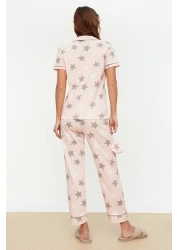 Collection Powder Star Shirt-Pants Knitted Pajamas Set Thmss21Pt0786