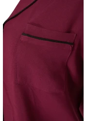  Collection طقم بيجامة منسوجة من الفيسكوز باللون العنابي THMAW21PT0292