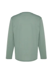  Collection Dark Green Long Sleeve 100% CoTTon T-Shirt - Regular FiT TMNAW21TS0208