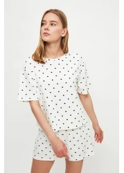 Collection Polka Dot White 100% Cotton Shorts Sleepwear Set - Thmss21Pt1485