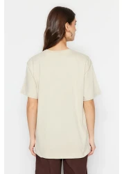  Collection Premium Stone 100% Cotton Printed Oversize/Wide Fit Crew Neck Knitted T-Shirt TWOSS23TS00282