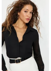  Collection Transparent Black Woven Shirt - Regular Fit, TWOAW20GO0116