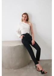  Collection Black Basic Cigarette Narrow Leg Woven Fabric Trousers Twoss19St0038