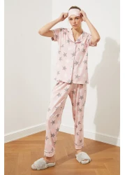  Collection Powder Star Shirt-Pants Knitted Pajamas Set Thmss21Pt0786