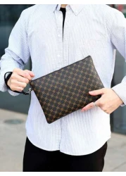 Men s Fashion PU Clutch Bag Pu Leather Men Wallet Brown Coin Clutch Purse Male Hand Bag Office Supplies Vintage Valentines Gift Vintage Bag Old Money Multi Functional Men Bag Travel Winter Wash Bag Mu