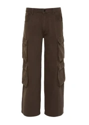  Collection Limited Edition Brown Premium Pocket Baggy Cargo Pants Tmnss23Pl00036