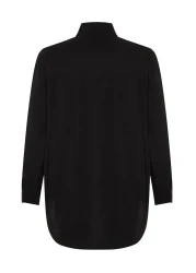  Collection قميص أسود بجيب واحد/قميص واسع من القطن المنسوج TWOAW20GO0115