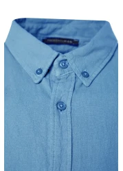 Collection Blue Unisex Regular Fit 100% Cotton Linen Look Shirt Tmnss23Go00099