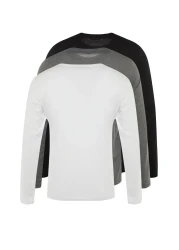  Collection Anthracite Melange-White-Black Regular/Normal Fit 3 Pack 100% Cotton T-Shirt Tmnaw21Ts0197