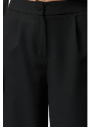  Collection Wide Leg Pleated Black Fabric Trousers - Twoss21Pl0189