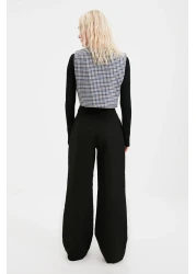  Collection Black High Waist Wide Leg/Wide Leg Pleated Woven Fabric Pants Twoaw21Pl0076