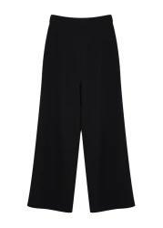  Collection Wide Leg Pleated Black Fabric Trousers - Twoss21Pl0189