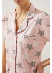  Collection Powder Star Shirt-Pants Knitted Pajamas Set Thmss21Pt0786