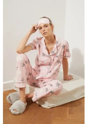  Collection Powder Star Shirt-Pants Knitted Pajamas Set Thmss21Pt0786