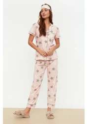  Collection Powder Star Shirt-Pants Knitted Pajamas Set Thmss21Pt0786