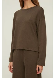  Collection Brown Corded Knitted Pajama Set Thmaw21Pt0684