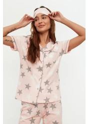  Collection Powder Star Shirt-Pants Knitted Pajamas Set Thmss21Pt0786
